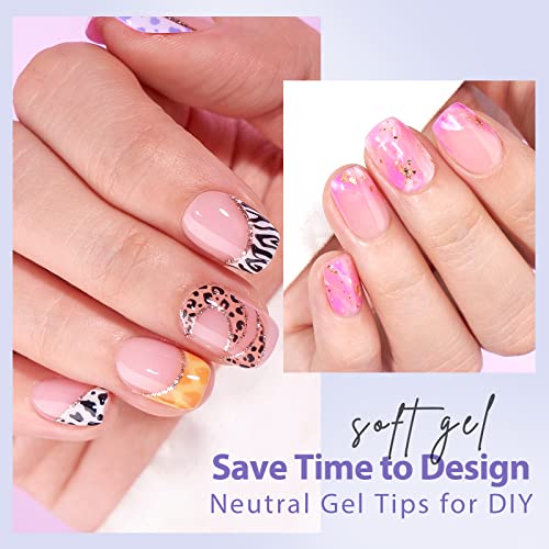 BTArtbox XCOATTIPS Natural Nail Tips - Short Square Press On Nails Pink, Long Lasting Soft Gel Nails False Nail, Soak Off Acrylic Fake Nails Extensions for Nail Art DIY Women