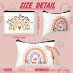 Pinkunn 16 Pcs Canvas Cosmetic Bag Bulk Inspirational Quotes Makeup Bags with Zipper Encouragement Travel Toiletry Pouch Appreciation Gift for Christmas Teacher Birthday Graduation (Rainbow)