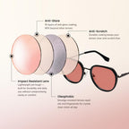 BRADDELL FL-41 Photochromic Transitional Rose Tinted Migraine Light Sensitivity Glasses for Fluorescent LED Glare, Photophobia and Eye Strain (Acetate)