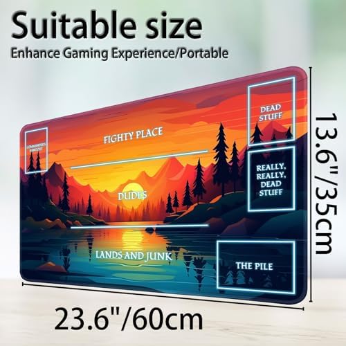 for MTG Game Playmat, for Magic TCG Rubber Play mat,Tabletop Card Playmats with Smooth Surface,Trading Card Inked Game Mat with White Zones,Battle Game,Sunset Forest