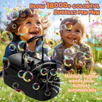 Bubble Machine - 18000+ Bubbles Per Minute, 2 Speed Settings, Battery/USB Powered Outdoor Bubble Blower for Toddlers, Birthday Parties, Weddings (Black)