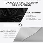 Silk Spa Headband for Washing Face, 22 Momme 100% Mulberry Silk Scarf for Hair Wrapping at Night, Adjustable Ponytail Head Wrap Hair Band for Women and Girls
