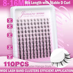 Fairy Lash Clusters Natural Look Manga Eyelash Clusters Wispy D Curl Cluster Eyelash Extensions 110 Pcs 8-16MM Wispy Individual Lashes Wet-Look Lash Extension with Invisible Lash Band