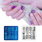 Biutee Nail Stamping Plates Set 12pcs Nail Plates 1stamper 1scraper 1storage Bag Nail Plate Template Image Plate Stencil Nails Tool (C)