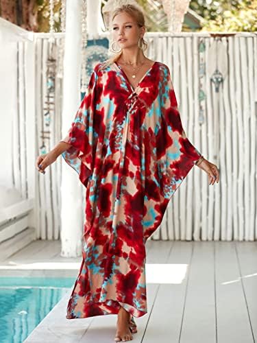 kaftan dresses for women Ethnic Print Kaftan Beach Dress Plus Size Swimsuit Cover Up