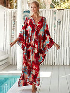 kaftan dresses for women Ethnic Print Kaftan Beach Dress Plus Size Swimsuit Cover Up