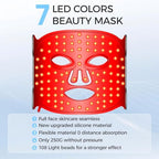 Led Face Mask Light Therapy, Red Light Therapy for Face, 7-1 Colors LED Facial Skin Care Mask, Black