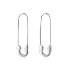 SLUYNZ Solid 925 Sterling Silver Safety Pin Hoop Earrings for Women Teen Girls Minimalist 1.4" Hoop Earrings Dangle (A-Silver)