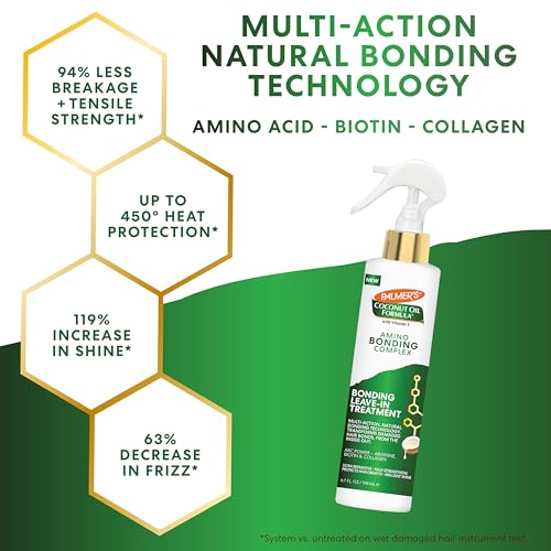 Palmer's Amino Bonding Complex Hair Treatment, Leave-In Conditioner Spray with Coconut Oil & Vitamin E, Heat Protectant, Anti Frizz, Strengthens & Protects Hair Growth, All Hair Types, 6.7 fl. oz