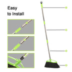 3 Packs Indoor Brooms Green Angle Broom Soft Bristles Long Handle for Hardwood Floor Sweeping
