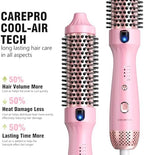 Thermal Brush for Blowout Look, Zavarea CarePro 1.5 Inch Negative Ion Thermal Brush, Heated Styling Tool with Cool-Air Tech for 0 Hair Damage, Easy to Quick Styling and Dual Voltage for Travel, Pink