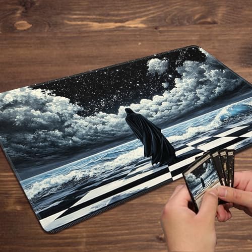 MTG Playmat Magic Card Playmat Game Mat,TCG & CCG Card Games Mat with Free Storage Bags Size 24 x 14 Inches (No with Zones,Death God)