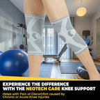 NeoTech Care Knee Support Brace - Breathable - Men, Women, Right or Left (Gray, Size M, 1 Pair)