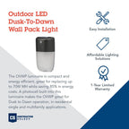 Lithonia Lighting OVWP LED 40K 120 PE DDB M4 Outdoor OVWP LED Dusk-to-Dawn Wall Sconce in Bronze, 14 Watts, 1240 Lumens