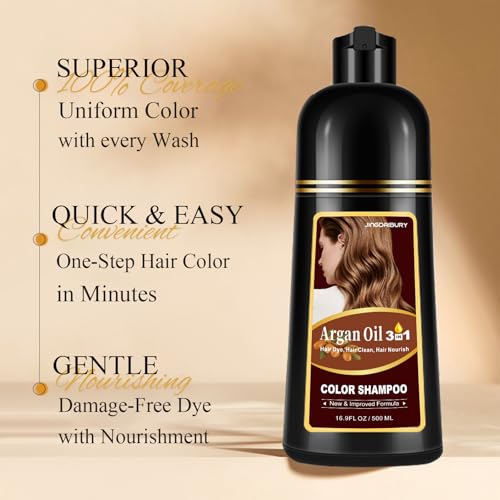 Dark Wine Red Hair Dye Shampoo 3-in-1, Instant Red Shampoo Hair Dye Lasts 4 Weeks, Professional Argan Oil Hair Color Shampoo for Gray Hair, Semi-Permanent Hair Color Kit for Women & Men, Damage-Free