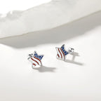 BETTY&SARAH 925 Sterling Silver Star Earrings American Flag Screw Back Earrings, Hypoallergenic Safety Backs for Girls Teens Women 4th of july patriotic Multicolor (BSE217)