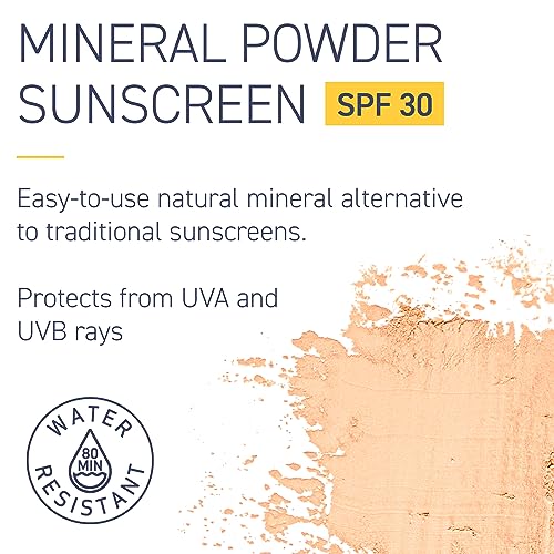 Brush On Block SPF 30 Mineral Powder Sunscreen, Touch of Tan, Refillable, Broad Spectrum, Water Resistant Face Protection, For All Skin Types, Subtle Hint of Color, Reef Friendly, Mfg in USA