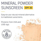 Brush On Block SPF 30 Mineral Powder Sunscreen, Touch of Tan, Refillable, Broad Spectrum, Water Resistant Face Protection, For All Skin Types, Subtle Hint of Color, Reef Friendly, Mfg in USA