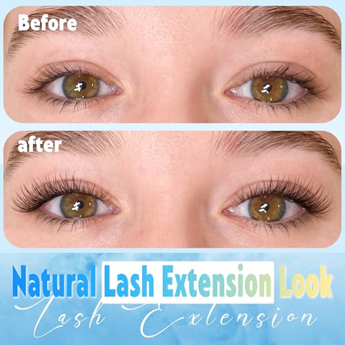 Natural Lash Extension Kit Cluster Lashes Kit Cluster Eyelash Extension Kit 220Pcs C Curl DIY Eyelash Extension Kit Short 10-14MM Individual Lashes Kit with Lash Remover by Newcally