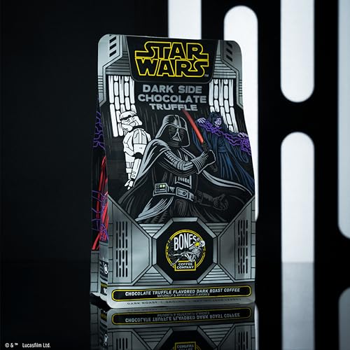 Bones Coffee Company Star Wars Dark Side Chocolate Truffle Flavored Coffee Beans, Whole Bean Coffee Dark Roast Low Acid, Chocolate Truffle Flavor (12 oz)