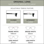Clic Magnetic Reading Glasses for Men or Women, Computer Readers, Original Long (M-L, Black, 2.00 Magnification)
