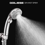 Shower Head, High Pressure 6 Setting Shower Head Hand-Held with ON/OFF Switch and Spa Spray Mode - Shower Heads with Handheld Spray High Pressure - Brushed Nickel