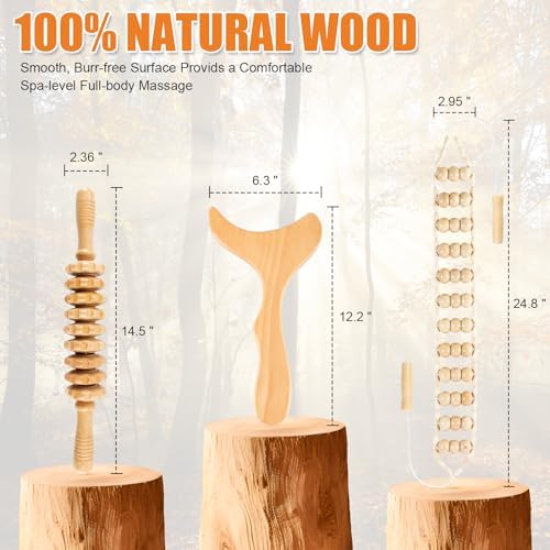 3 in 1 Wood Therapy Massage Tool,Wooden Lymphatic Drainage Massager Maderoterapia Kit Professional Body Cellulite Massager for Body Sculpting,Contouring,Relief Muscle,Anti-Cellulite