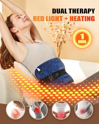 Red Light Therapy for Body, Heating Pad Belt, 660nm & 850nm Red Light Near Infrared Heated Therapy Wrap for Lower Back Legs Arms, Mothers Day Gifts, Birthday Gifts for Women Men Mom