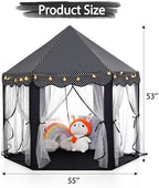 Monobeach Princess Tent Girls Black Large Playhouse Kids Castle Play Tent with Star Lights Gift Toy for Children Indoor and Outdoor Games