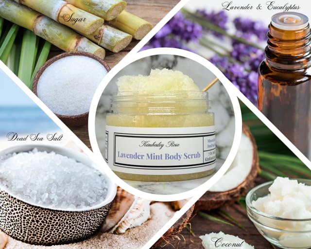 Exfoliating Sugar Scrubs for Body, Face and Feet, with Essential Oils and Vitamin E (Lavender Mint Dead Sea Salt Scrub) Mineral Rich Natural Scrubs, bikini area