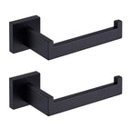 TASTOS Toilet Paper Holder Matte Black, Toilet Tissue Roll Holders Dispenser and Hangers Wall Mounted for Bathroom & Kitchen, Stainless Steel Modern Square Style 2 Pack