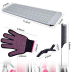 MORGLES Heat Resistant Gloves, 2 Pcs Professional Heat Gloves for Hair Styling Silicone Hot Mat 6 Pcs Hair Clips and 2 Pcs Styling Comb for Curling Iron Wands Flat Iron