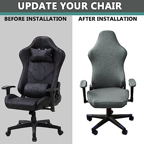 OQHAIR Stretch Gaming Chair Cover - Ergonomic, Washable, Dark Gray