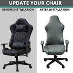 OQHAIR Stretch Gaming Chair Cover - Ergonomic, Washable, Dark Gray