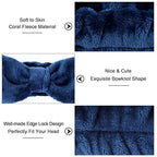 Ondder Spa Headband for Washing Face 8 Pack Navy Blue Skincare Headbands for Women Girls Terry Cloth Cute Bow Head Bands