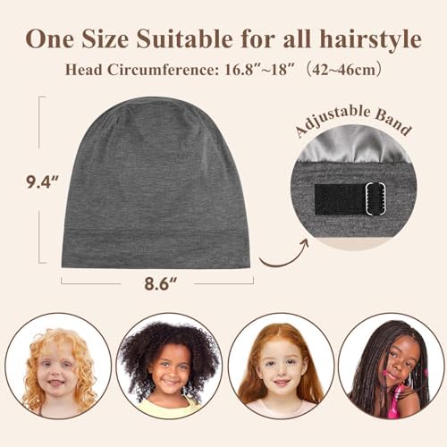 OLESILK Silk Bonnet for Kids Girls 2-6 Years, Adjustable Strap, Smooth for No Frizzy Hair, Breathable All Night Slleping