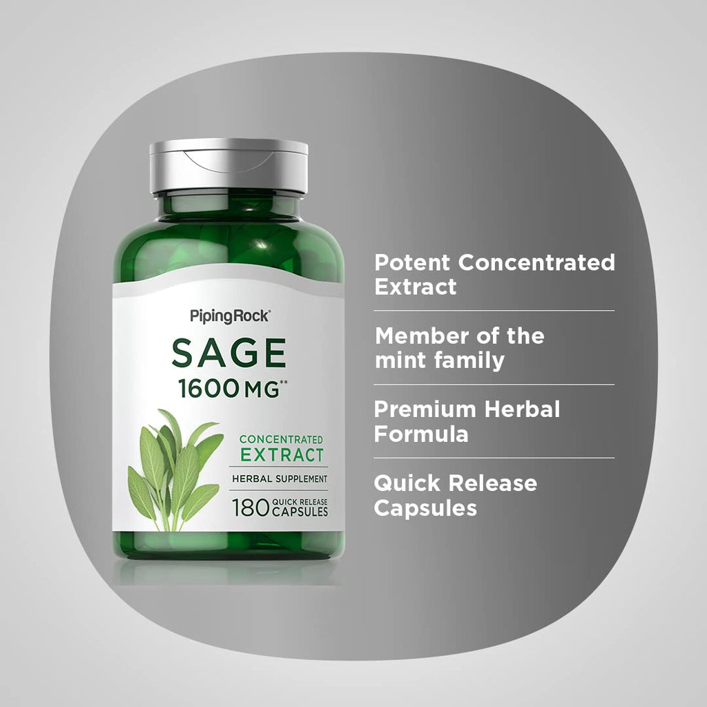Piping Rock Sage Supplement | 180 Capsules | Concentrated Herbal Extract