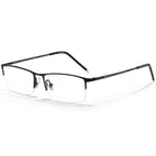 ANRRI Blue Light Glasses Mens Rectangle Semi Rimless Glasses Computer Gaming glasses for men Lightweight Titanium Black Eyewear