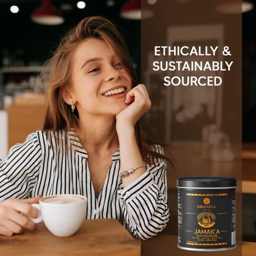 Blue Mountain Jamaican Coffee by Cafés Granell: Low Acid Whole Bean Coffee Medium Roast to Dark Roast Coffee, Popular Gourmet Coffee Lover Gifts 3.5oz