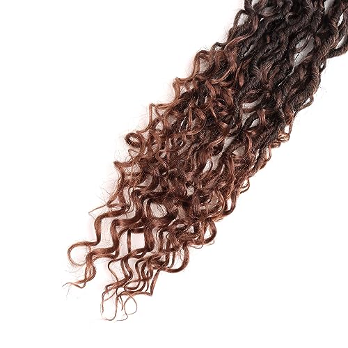 LMZIM 14 inch Goddess Locs Crochet Hair 8 Packs Boho Locs Crochet Braids,Hippie Locs Crochet Hair for Black Women Faux locs Croceht Hair Pre Looped River Locs Crochet Hair with Curly Ends 1B/30
