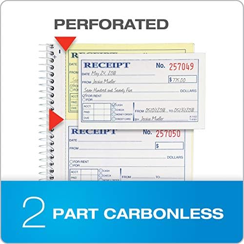 Adams Write 'N Stick Message Pad, 2-Part, Carbonless, Blue, 5-1/4" x 11", 200 Sets per Book (SC1153WS) & Money and Rent Receipt Book, 2-Part Carbonless, 5-1/4" x 11", Spiral Bound