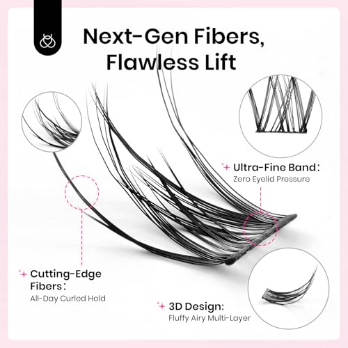 Beetles Lash Clusters 9-16mm Cluster Eyelash Extensions 3D Natural False Eyelashes Wispy Volume Eyelash Clusters 100pcs Individual Lashes DIY Cluster Lashes Bouquet (CNB001, 9-16mm)