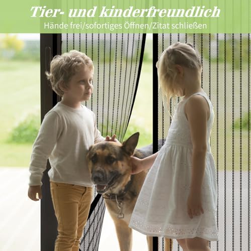 Magnetic Screen Door Closure Fit Door Size 30 x 78 Inch, BSHANO Mesh Door Curtain Screen Size 32" x 80" - 36 Stronger Magnets,Heavy Duty,Hands Free Mesh Partition Keeps Bugs Out- Pet and Kid Friendly