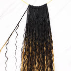 Crochet Boho Box Braids With Human Hair 1bT27# Honer Blonde Color Pre Looped Hair Goddess Box Braids With Human Hair Curly Full Ends Hair Extensions For Women 18inch 2 Pack(80 Strands)
