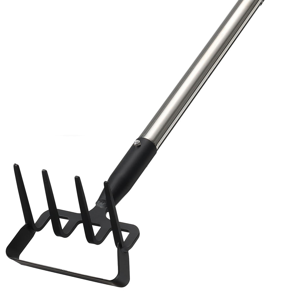 2-in-1 Heavy Duty Garden Hoe with 60" Adjustable Handle, Stirrup Hoe & Cultivator Weeding Rake - Lightweight Gardening Tool for Fast Weed Removal, Cultivating & Loosening Soil, Stainless Steel