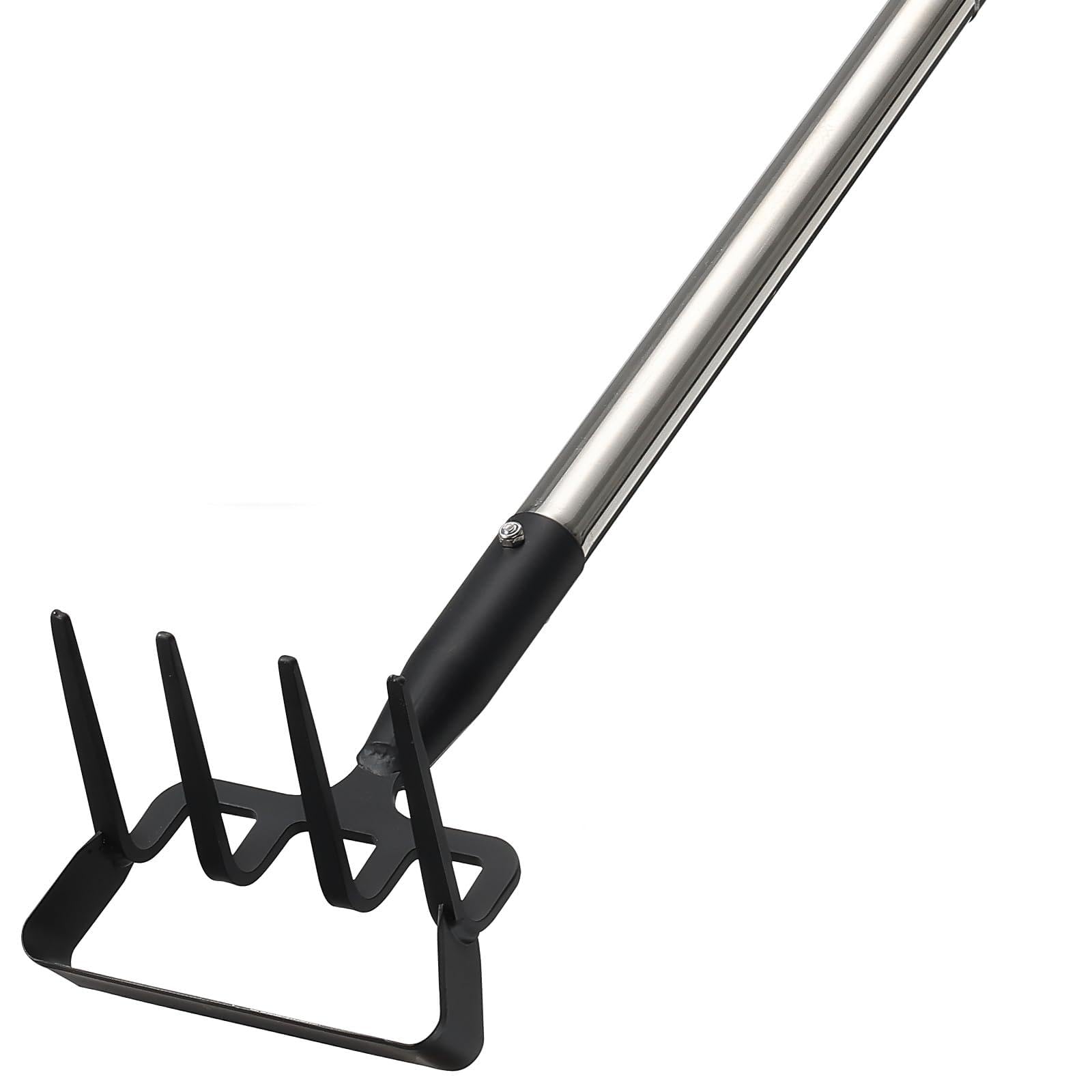 2-in-1 Heavy Duty Garden Hoe with 60" Adjustable Handle, Stirrup Hoe & Cultivator Weeding Rake - Lightweight Gardening Tool for Fast Weed Removal, Cultivating & Loosening Soil, Stainless Steel
