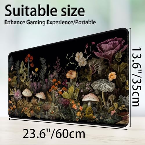 for MTG Game Playmat, for Magic TCG Rubber Play mat,Tabletop Card Playmats with Smooth Surface,Trading Card Inked Game Mat,Battle Game,Wildflower Mushroom