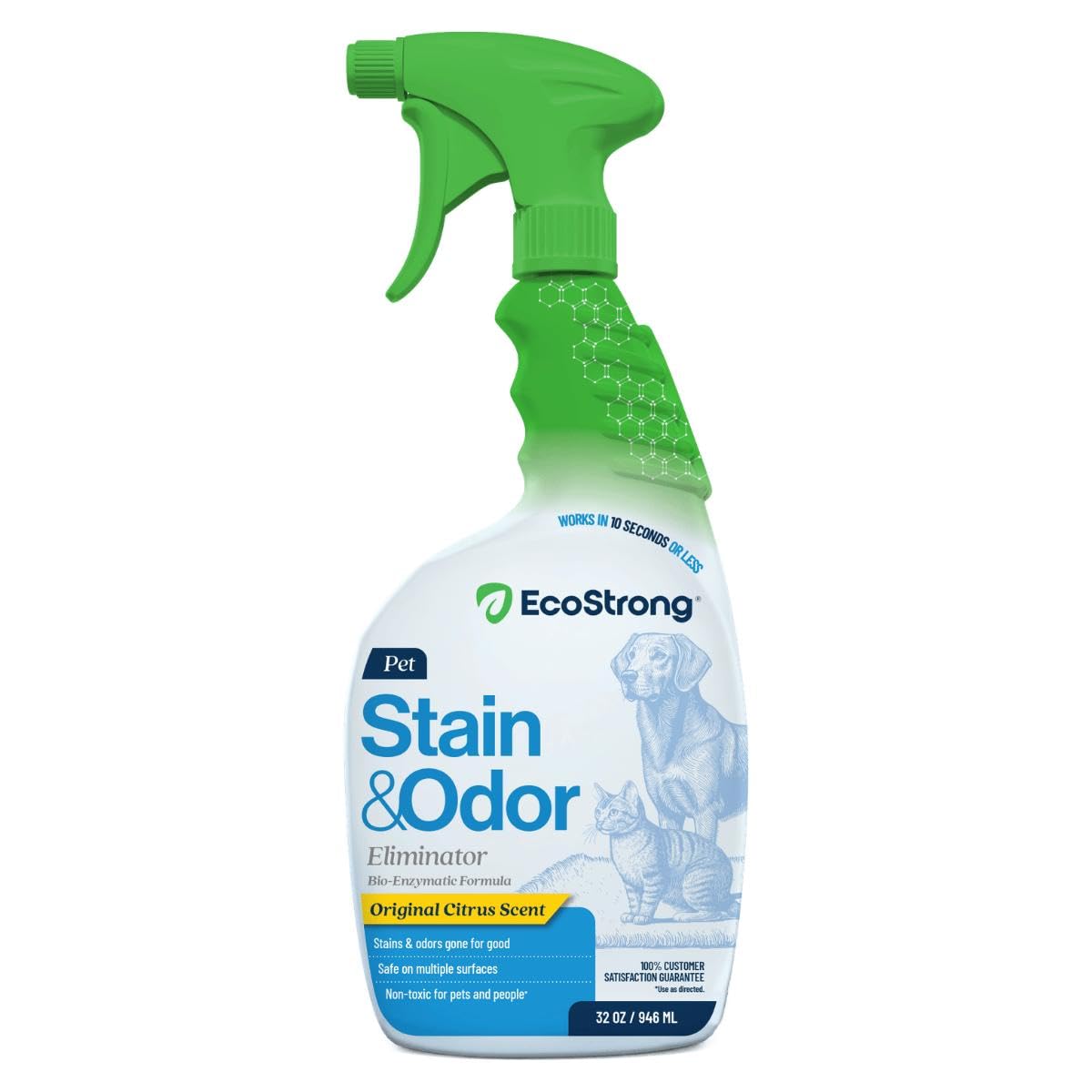 Eco Strong Pet Stain and Odor Remover - Cat Urine Enzyme Cleaner Destroyer, Urine Destroyer for Dogs, Pet Urine Enzyme Cleaner - 32 OZ