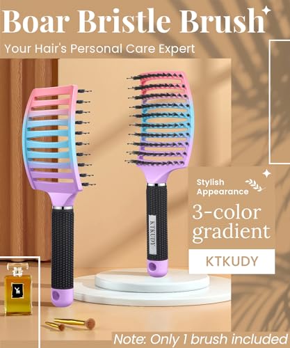 KTKUDY Wet or Dry Detangling Hair Brush for All Hair Types - Eliminates Knots & Reduces Breakage Hairbrush - Tangle Free Detangler Brush For Women Men & Kids, Single, 1 Count