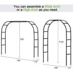 Metal Garden Arbor Wedding Arch 76.8 Inch H x 90.5 Inch W \94.5 Inch H x 55 Inch W Assemble Freely 2 Sizes for Various Climbing Plant Roses Vines Bridal Party Decoration Pergola Arbor (Black)
